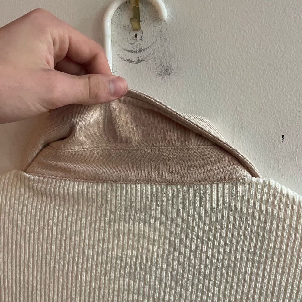 Hem & Thread Large Cream Ribbed Button Down Shacket Womens Long Sleeve Boho - Picture 14 of 15